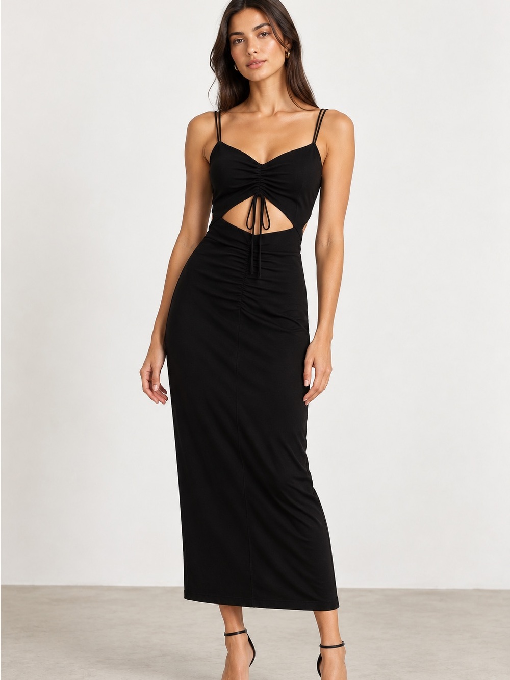 NWT HANSEN + GRETEL Tropicano Dress Black Cutout Strappy Back Sz XS